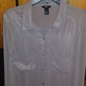 H&M sheer shimmer button blouse